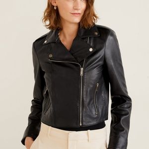 Lapelled leather biker jacket - NEW COLLECTION